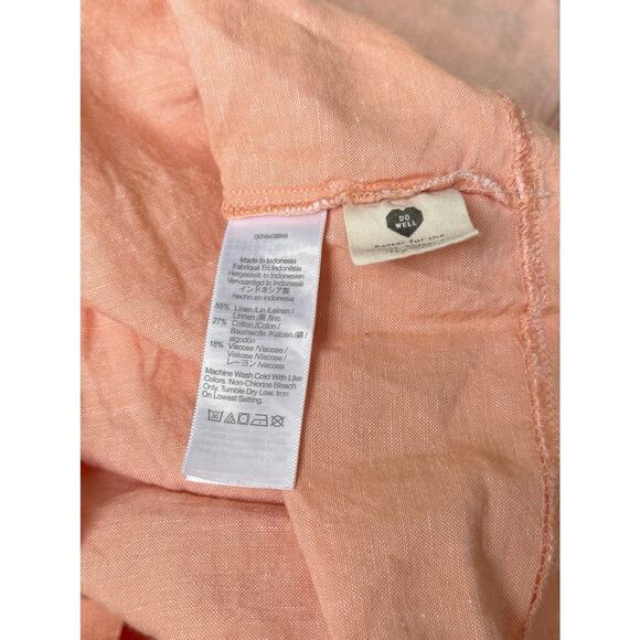 Madewell Allie Linen Blend Peach Coral Square Neck Mini Dress size Small - Picture 11 of 13